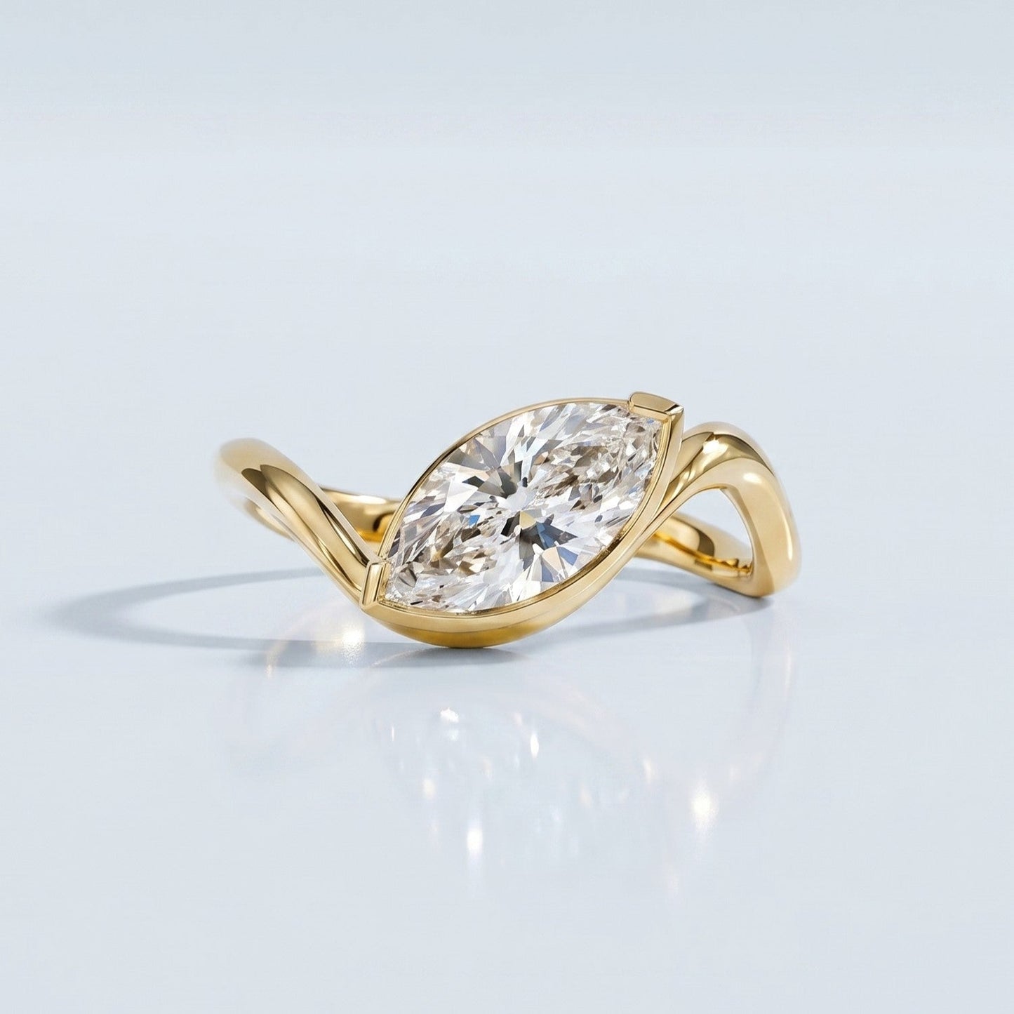 Marquise Swirl Solitaire Engagement Ring – 1 CT Lab Grown Diamond