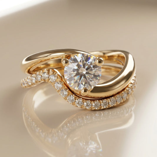 1.0 CT Round Solitaire Moissanite Diamond Bridal Ring Set