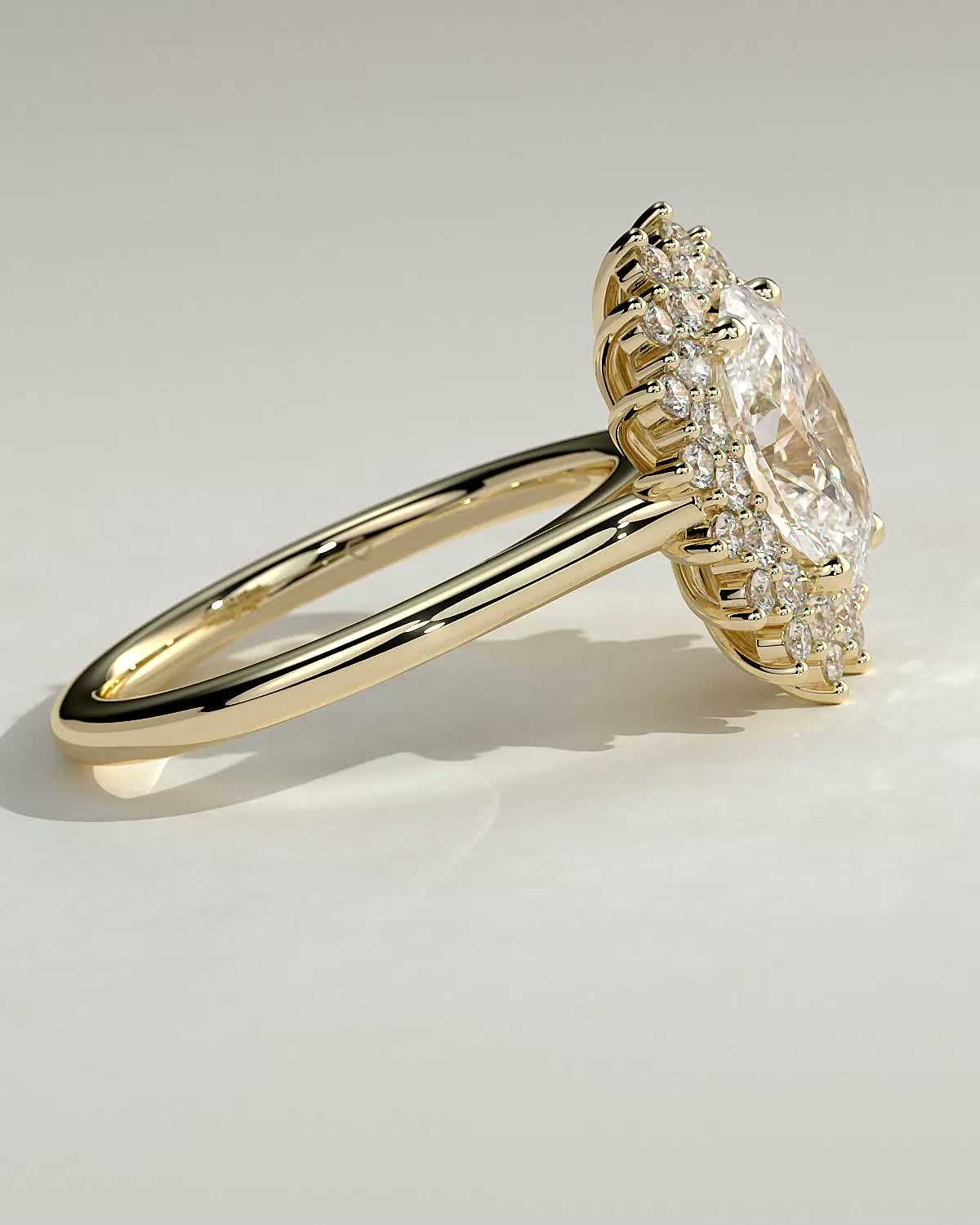 Round Halo, Pave & Split Shank Engagement Ring – 1.93 CT Lab Grown Diamond
