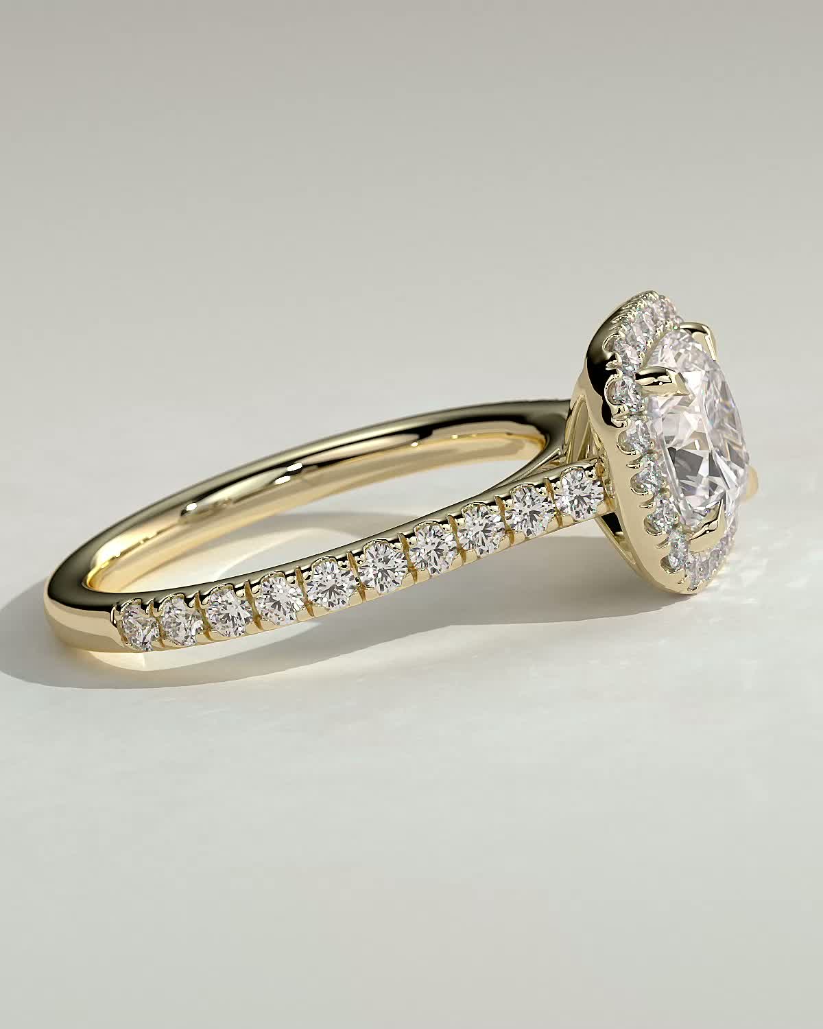 Round Halo, Pave & Split Shank Engagement Ring – 1.93 CT Lab Grown Diamond