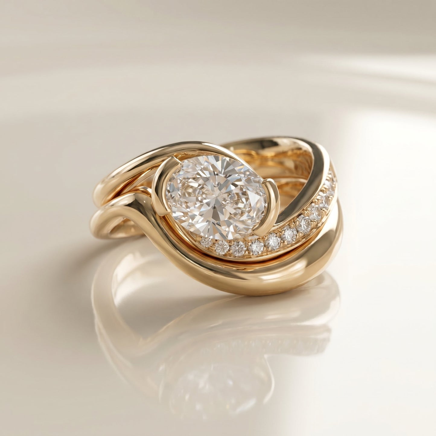 1.0 CT Round Solitaire Moissanite Diamond Bridal Ring Set