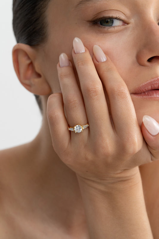 2 CT Round Three Stones Lab Grown Diamond Engagement Ring