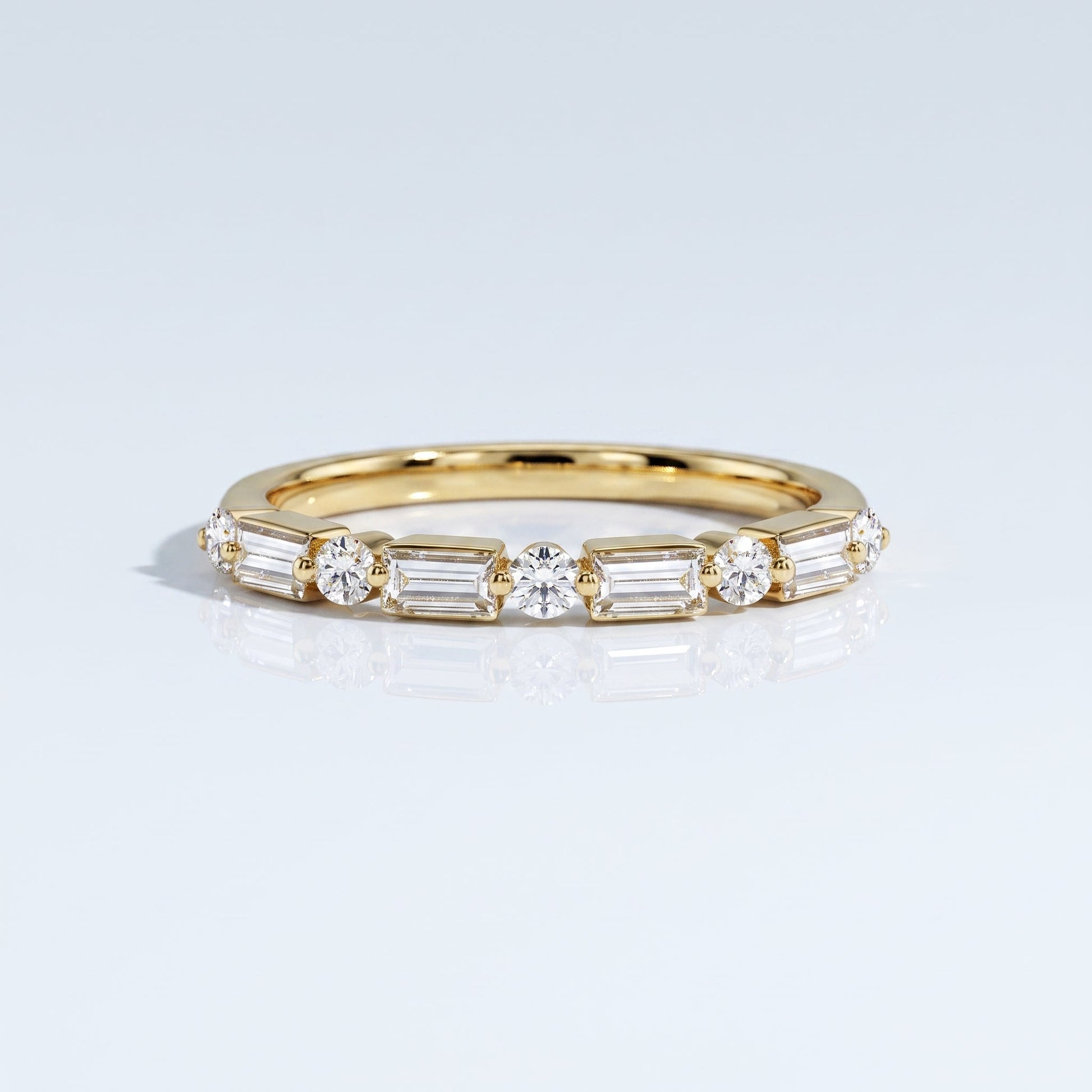 0.2 TCW Round Diamond Half Eternity DEF/VVS Lab Grown Wedding Band