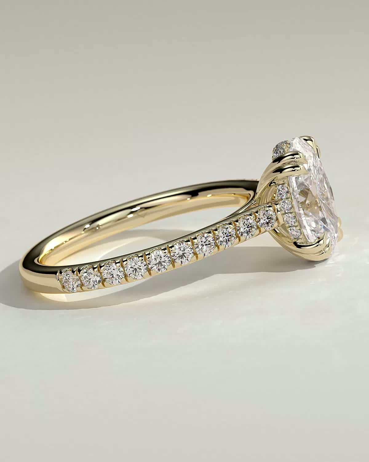 Round Halo, Pave & Split Shank Engagement Ring – 1.93 CT Lab Grown Diamond