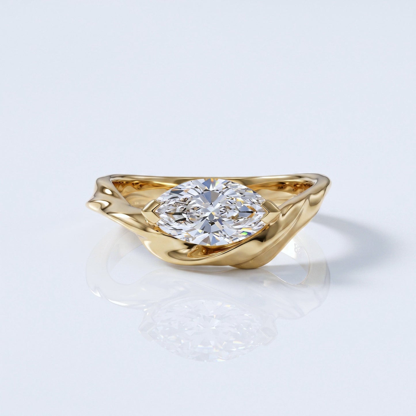 Marquise Swirl Solitaire Engagement Ring – 1 CT Lab Grown Diamond