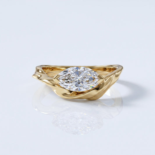 Marquise Swirl Solitaire Engagement Ring – 1 CT Lab Grown Diamond