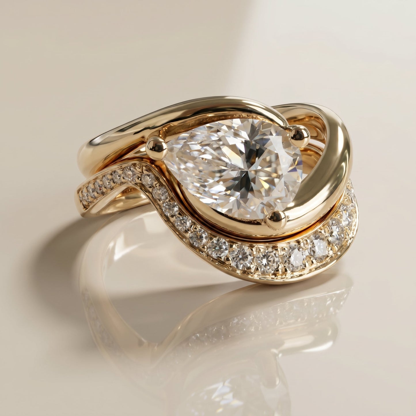 1.0 CT Round Solitaire Moissanite Diamond Bridal Ring Set