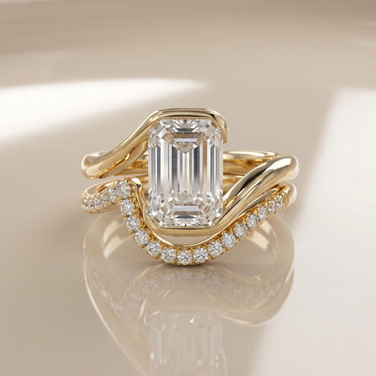 1.0 CT Round Solitaire Moissanite Diamond Bridal Ring Set