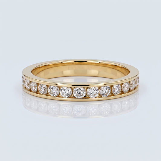 0.2 TCW Round Diamond Half Eternity DEF/VVS Lab Grown Wedding Band