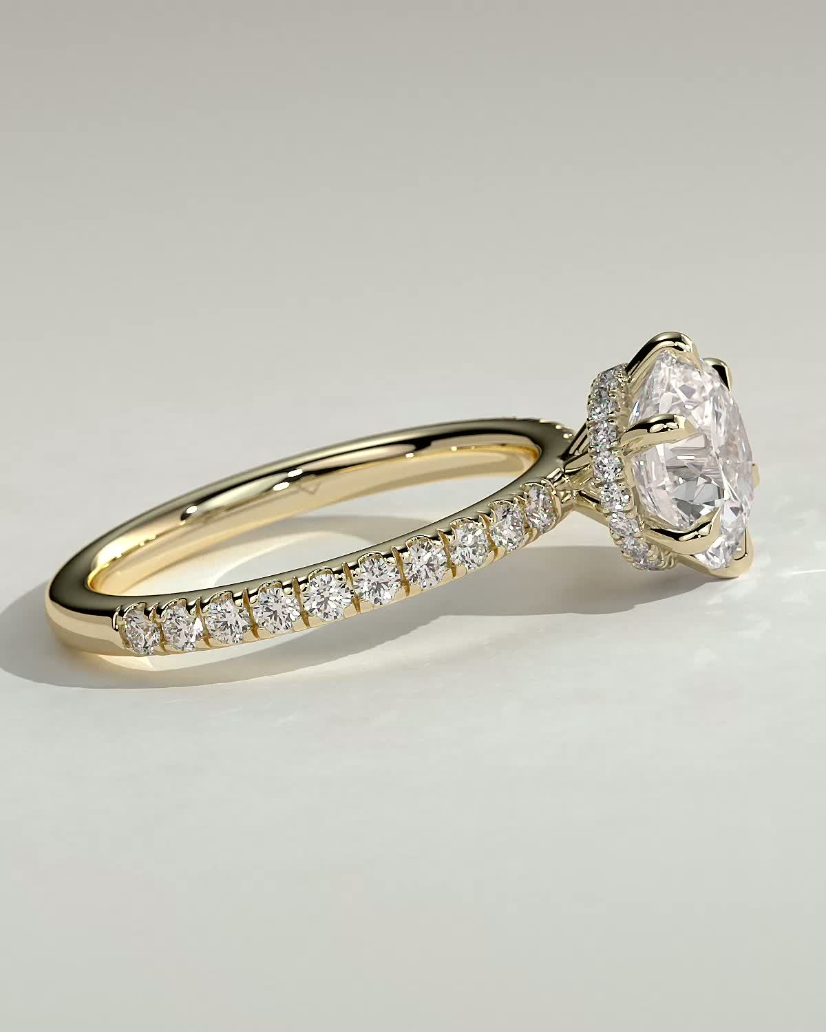 Round Halo, Pave & Split Shank Engagement Ring – 1.93 CT Lab Grown Diamond