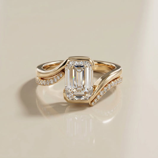 1.0 CT Round Solitaire Moissanite Diamond Bridal Ring Set