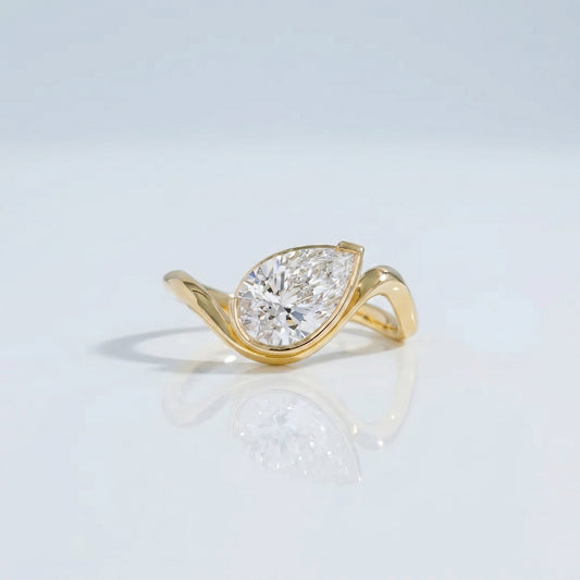 Marquise Swirl Solitaire Engagement Ring – 1 CT Lab Grown Diamond