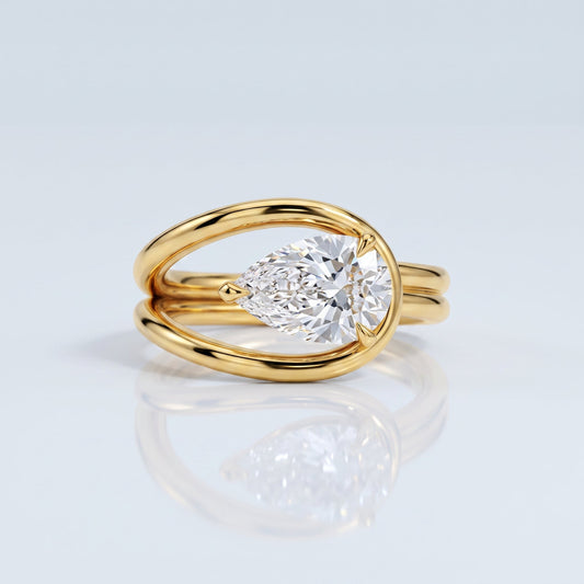 Marquise Swirl Solitaire Engagement Ring – 1 CT Lab Grown Diamond