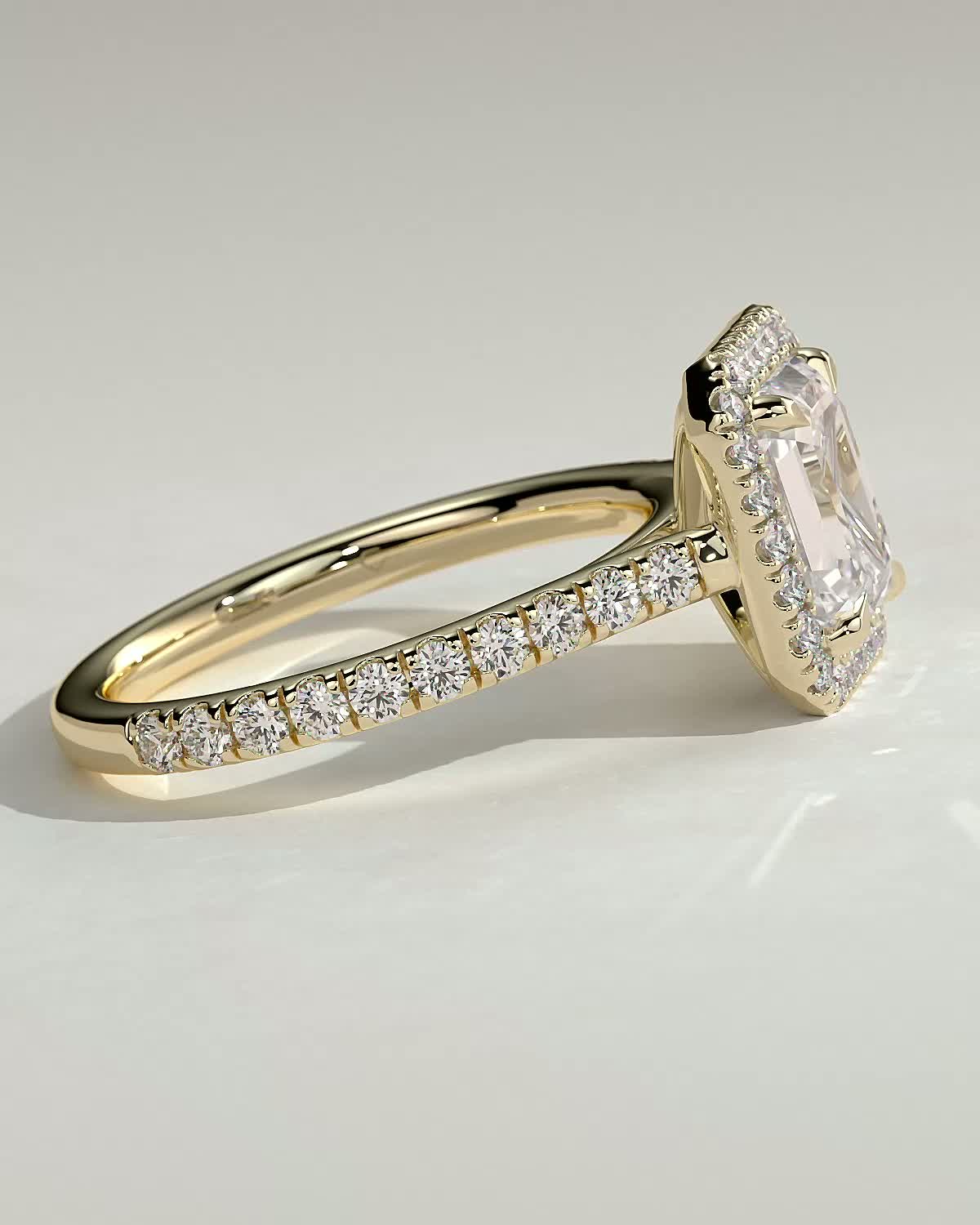 Round Halo, Pave & Split Shank Engagement Ring – 1.93 CT Lab Grown Diamond