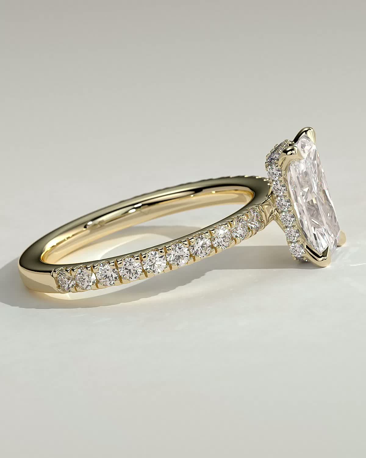 Round Halo, Pave & Split Shank Engagement Ring – 1.93 CT Lab Grown Diamond
