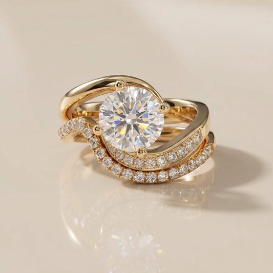 1.0 CT Round Solitaire Moissanite Diamond Bridal Ring Set