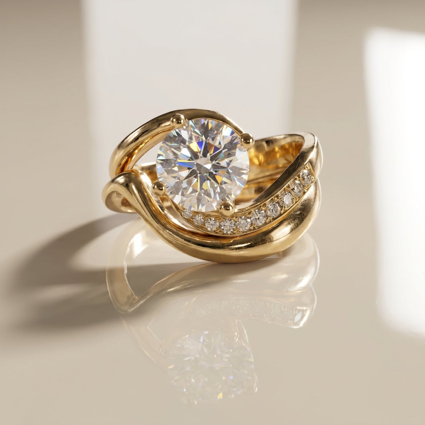 1.0 CT Round Solitaire Moissanite Diamond Bridal Ring Set