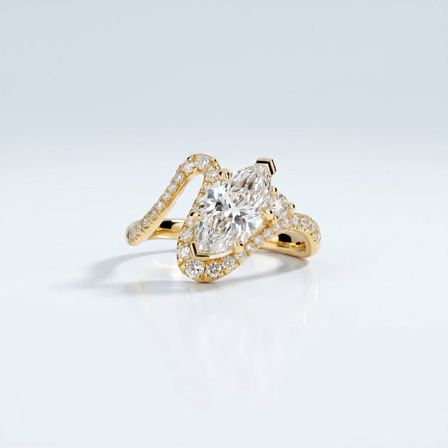Marquise Swirl Solitaire Engagement Ring – 1 CT Lab Grown Diamond