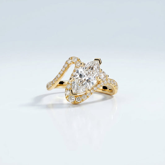 Marquise Swirl Solitaire Engagement Ring – 1 CT Lab Grown Diamond