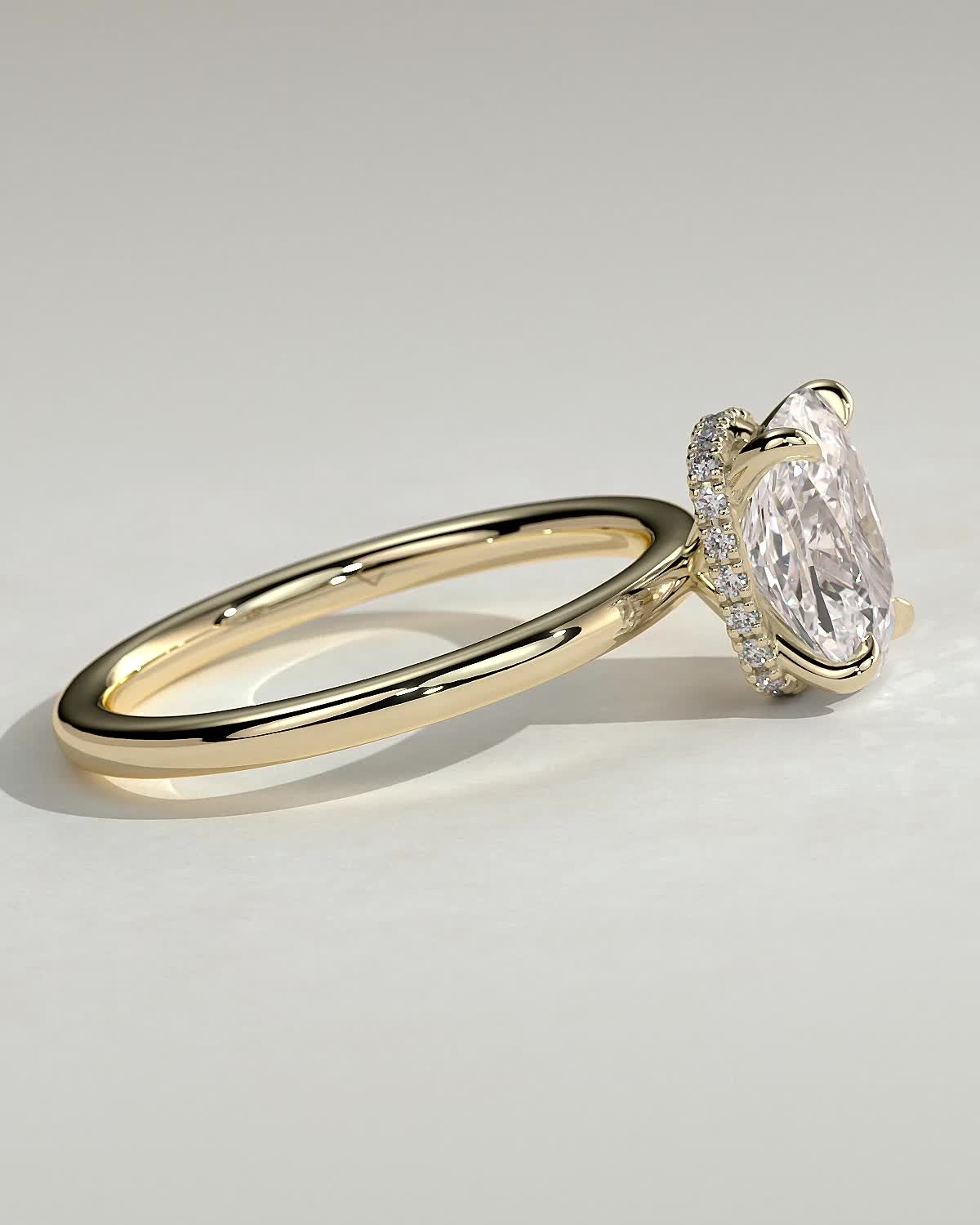 Round Halo, Pave & Split Shank Engagement Ring – 1.93 CT Lab Grown Diamond