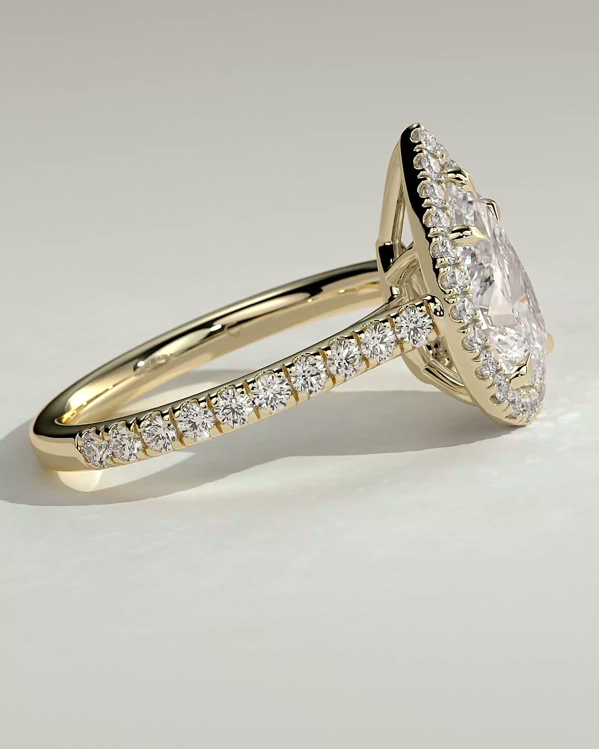Round Halo, Pave & Split Shank Engagement Ring – 1.93 CT Lab Grown Diamond