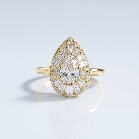 Marquise Swirl Solitaire Engagement Ring – 1 CT Lab Grown Diamond