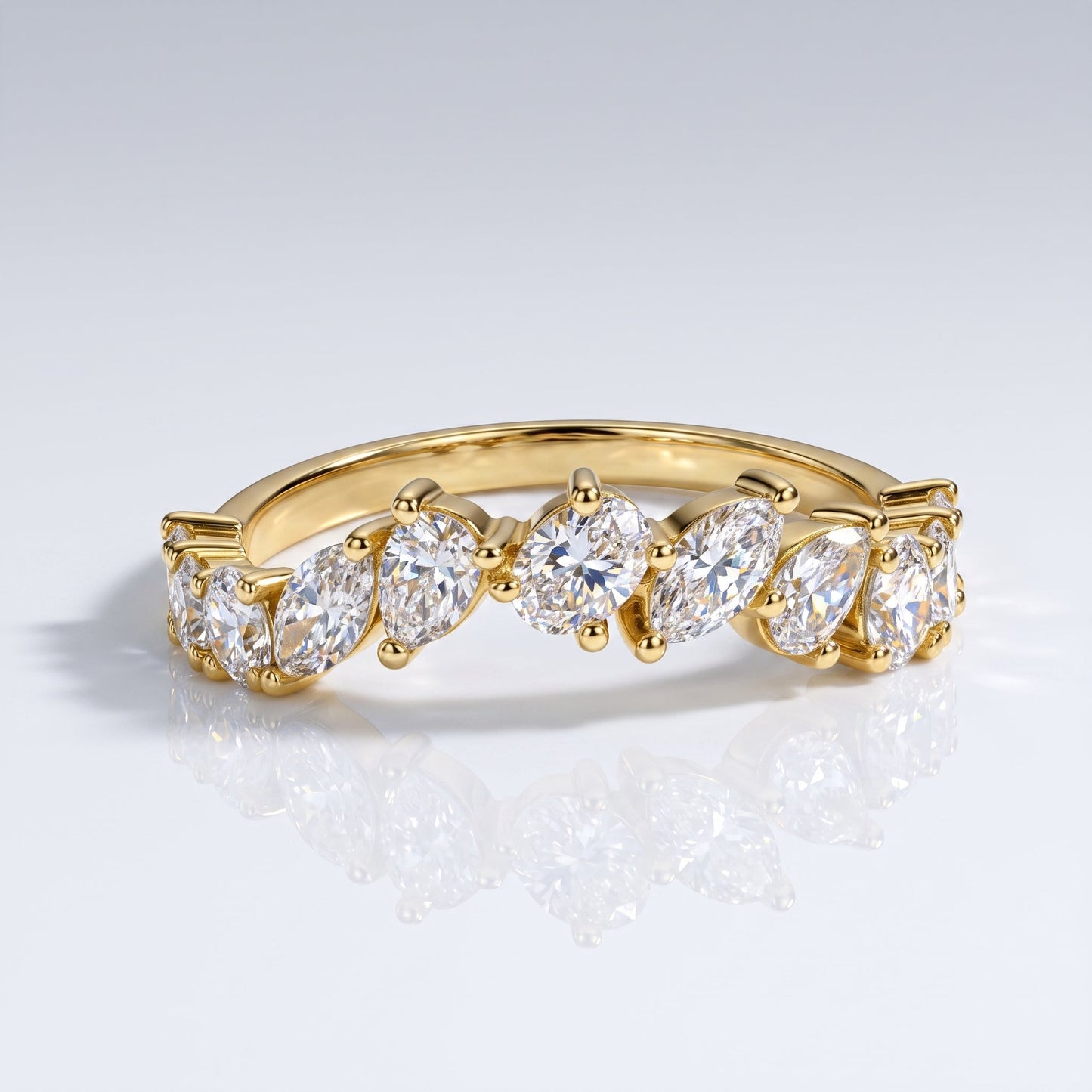 0.2 TCW Round Diamond Half Eternity DEF/VVS Lab Grown Wedding Band