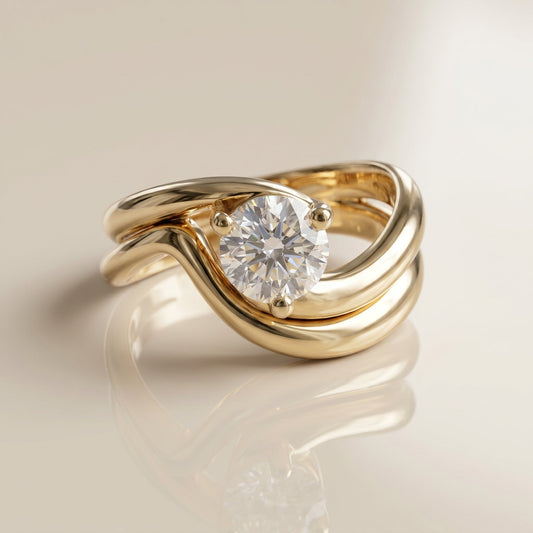 1.0 CT Round Solitaire Moissanite Diamond Bridal Ring Set