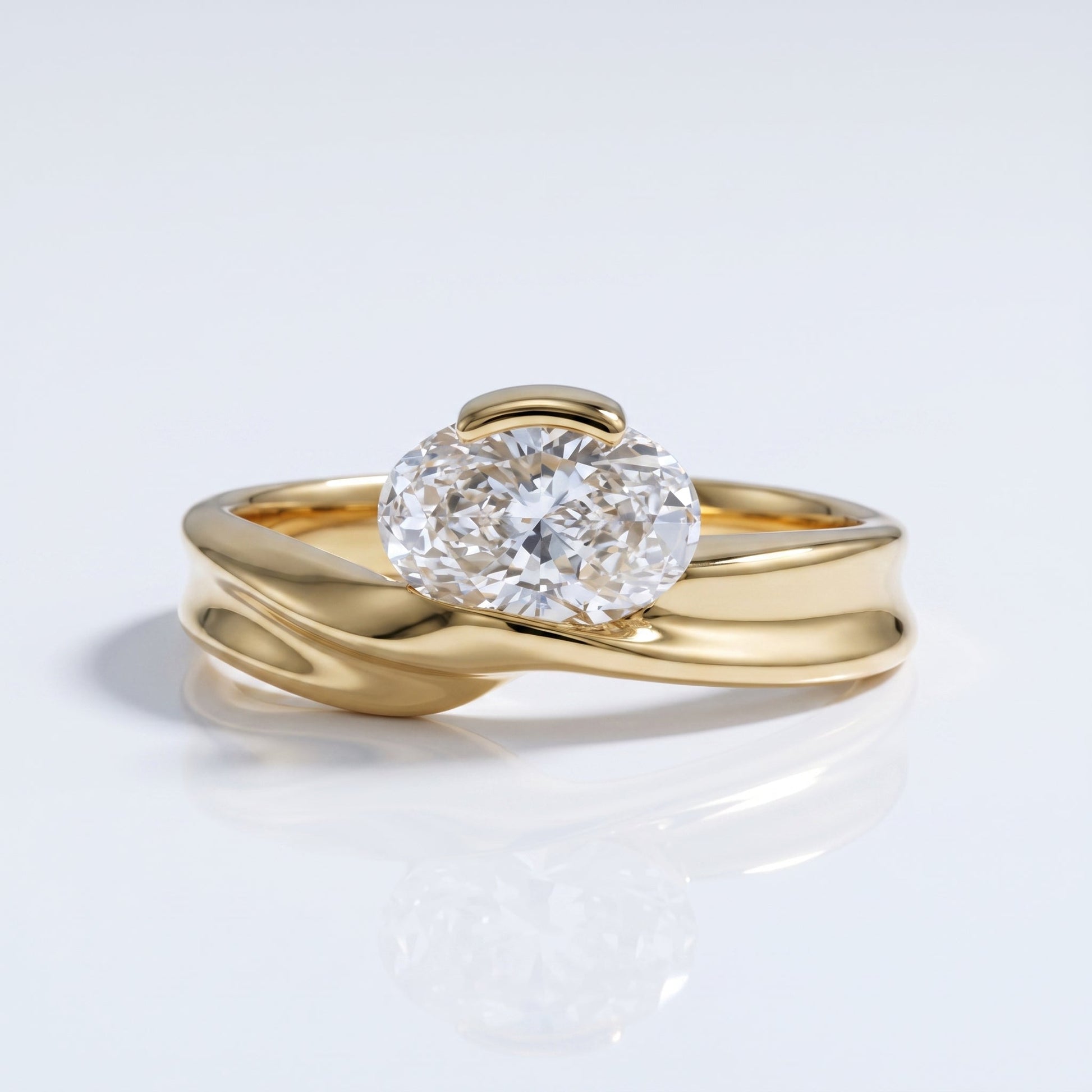 Marquise Swirl Solitaire Engagement Ring – 1 CT Lab Grown Diamond