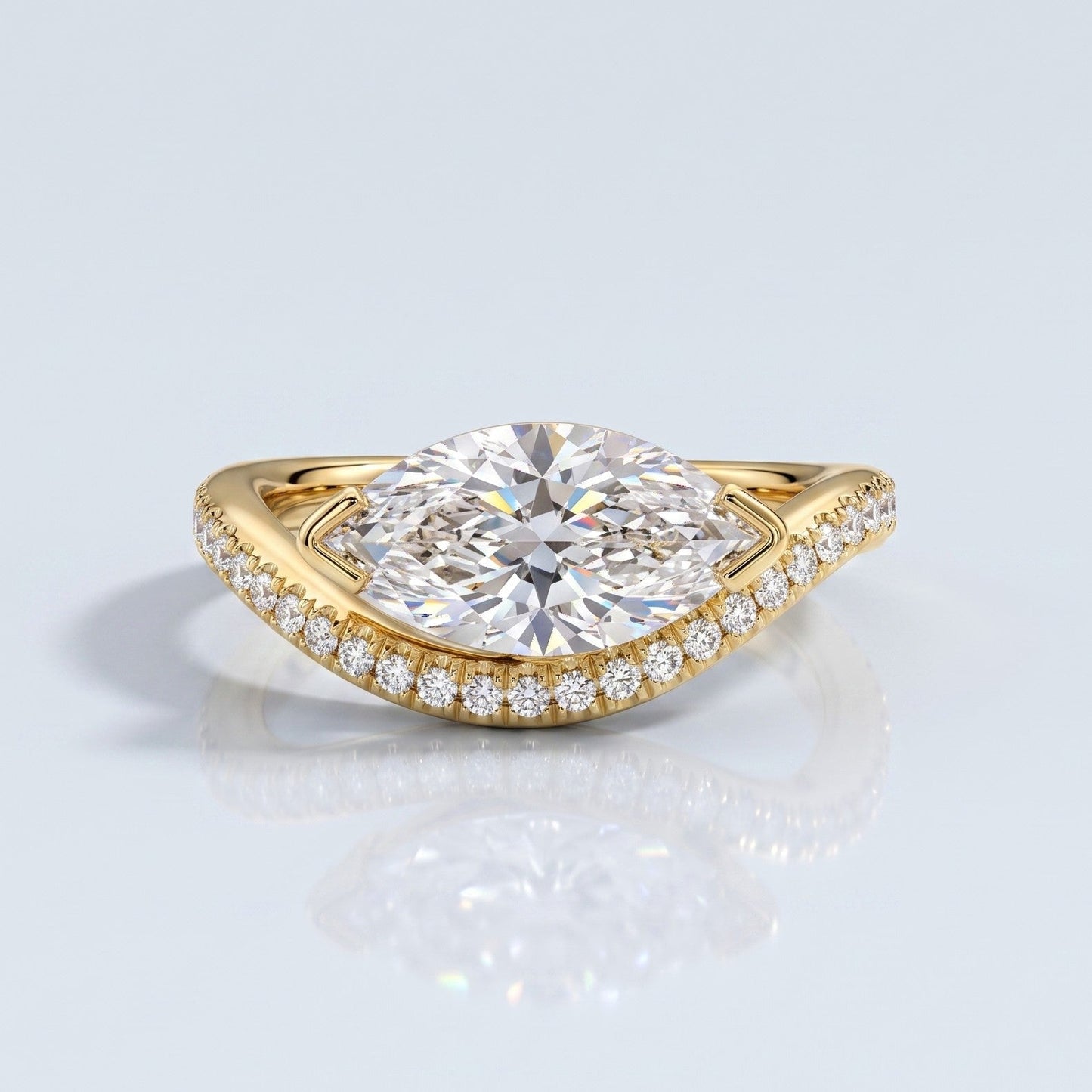 Marquise Swirl Solitaire Engagement Ring – 1 CT Lab Grown Diamond