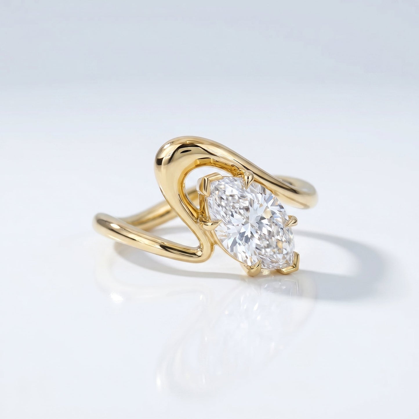 Marquise Swirl Solitaire Engagement Ring – 1 CT Lab Grown Diamond