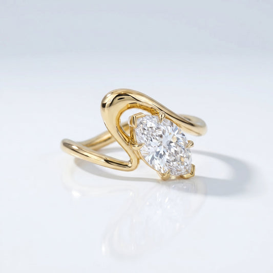 Marquise Swirl Solitaire Engagement Ring – 1 CT Lab Grown Diamond
