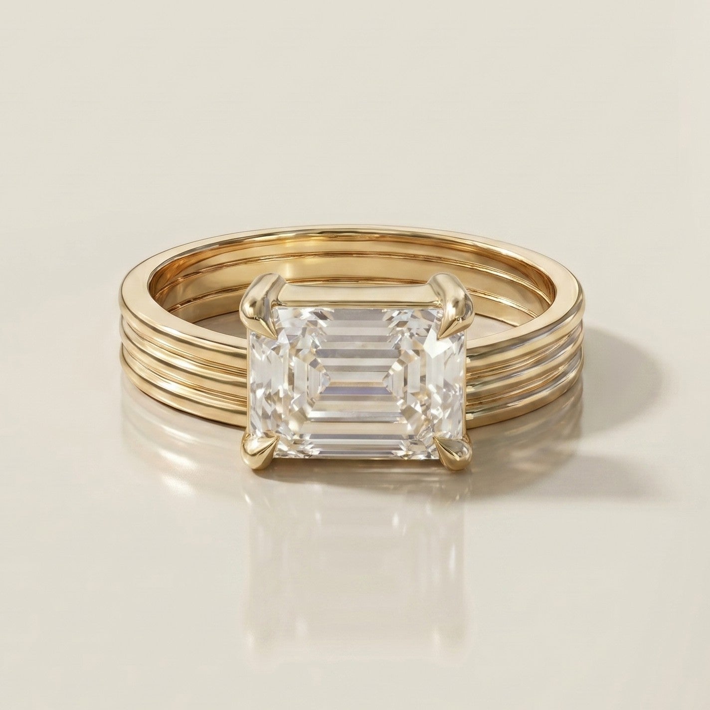 1.0 CT Round Solitaire Moissanite Diamond Bridal Ring Set