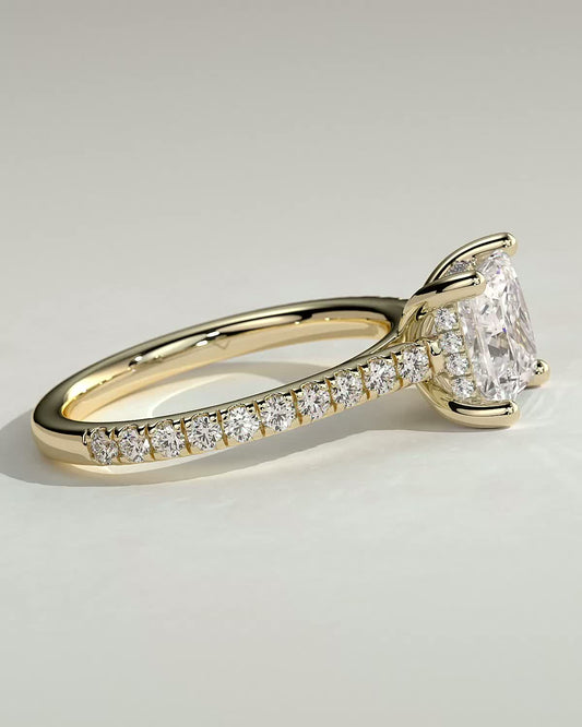 Round Halo, Pave & Split Shank Engagement Ring – 1.93 CT Lab Grown Diamond
