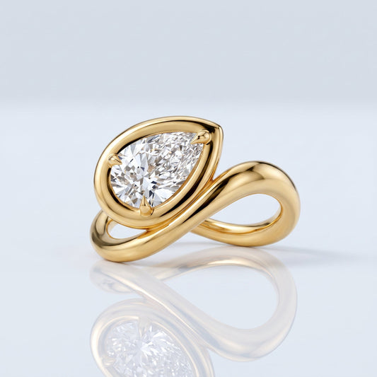 Marquise Swirl Solitaire Engagement Ring – 1 CT Lab Grown Diamond