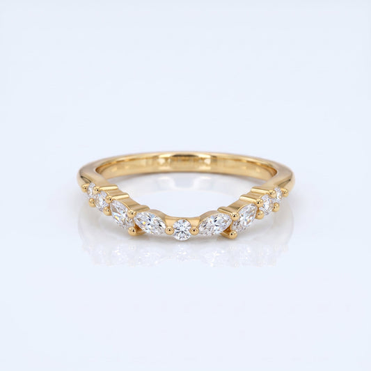 0.2 TCW Round Diamond Half Eternity DEF/VVS Lab Grown Wedding Band