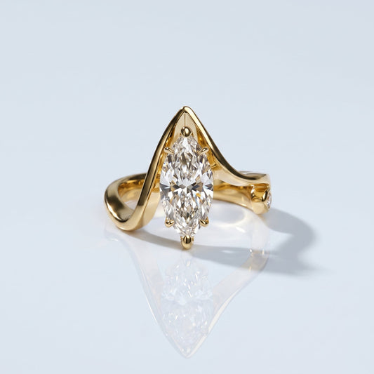 Marquise Swirl Solitaire Engagement Ring – 1 CT Lab Grown Diamond