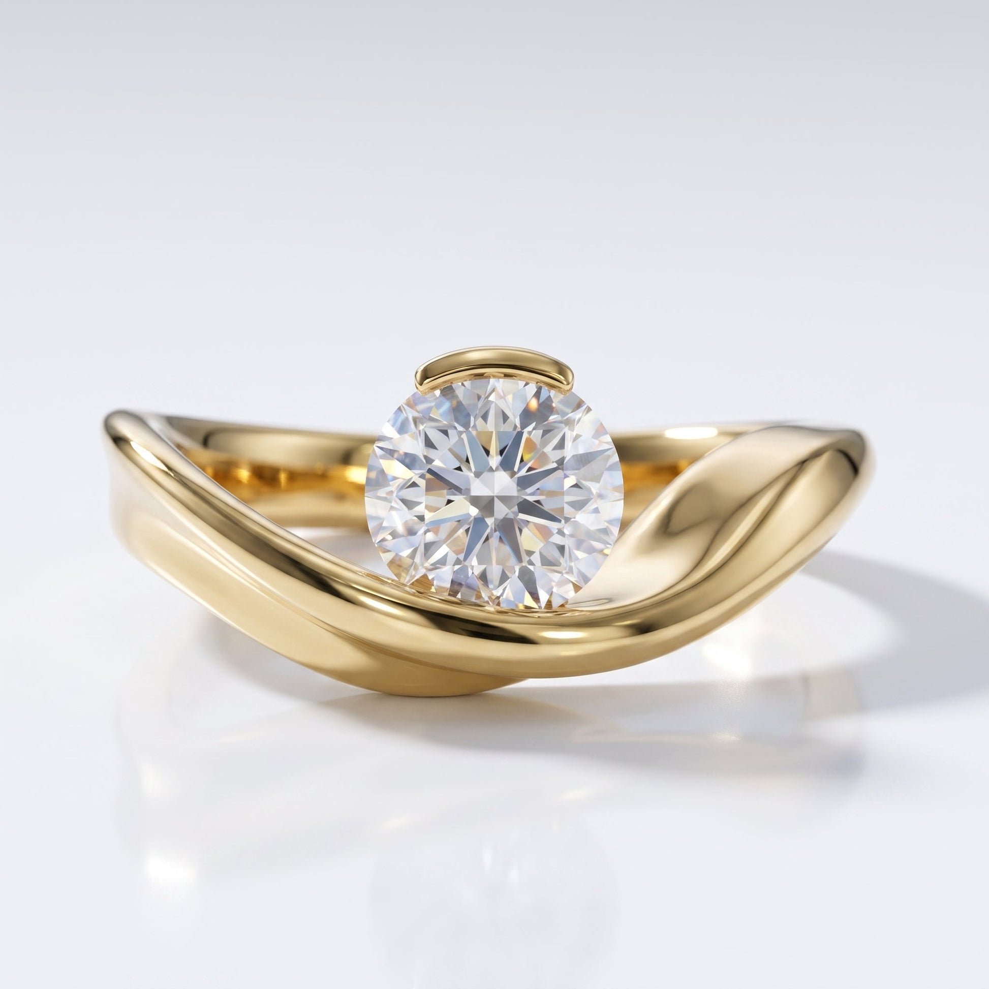 Marquise Swirl Solitaire Engagement Ring – 1 CT Lab Grown Diamond