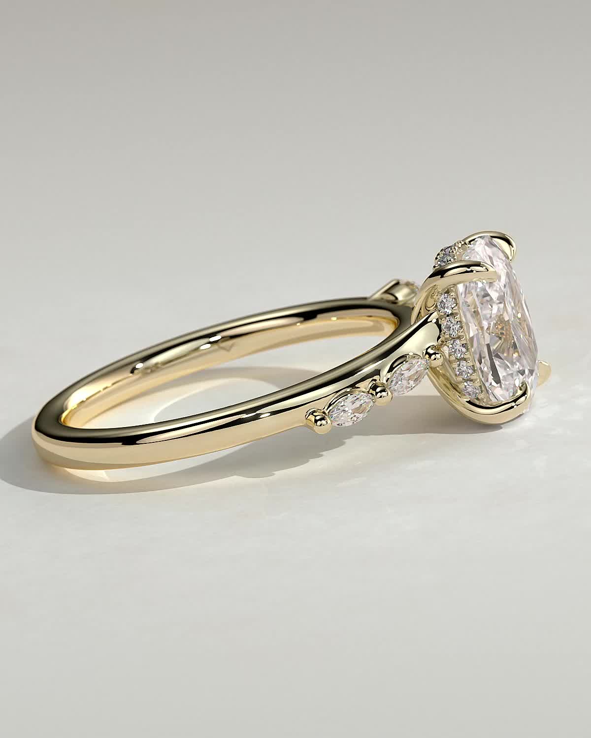 Round Halo, Pave & Split Shank Engagement Ring – 1.93 CT Lab Grown Diamond