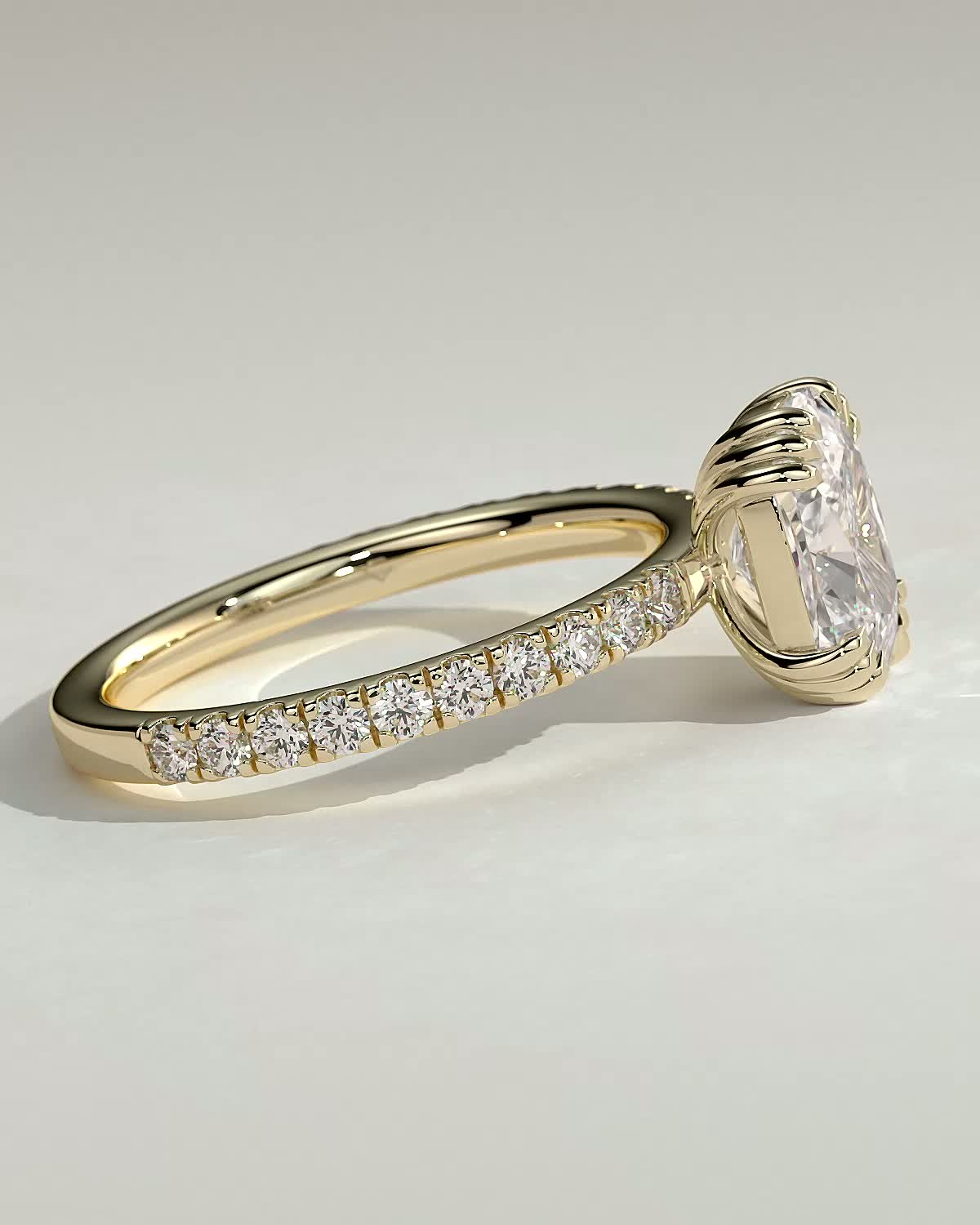 Round Halo, Pave & Split Shank Engagement Ring – 1.93 CT Lab Grown Diamond