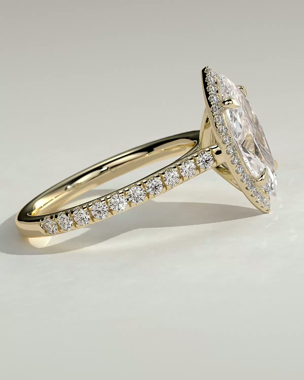 Round Halo, Pave & Split Shank Engagement Ring – 1.93 CT Lab Grown Diamond