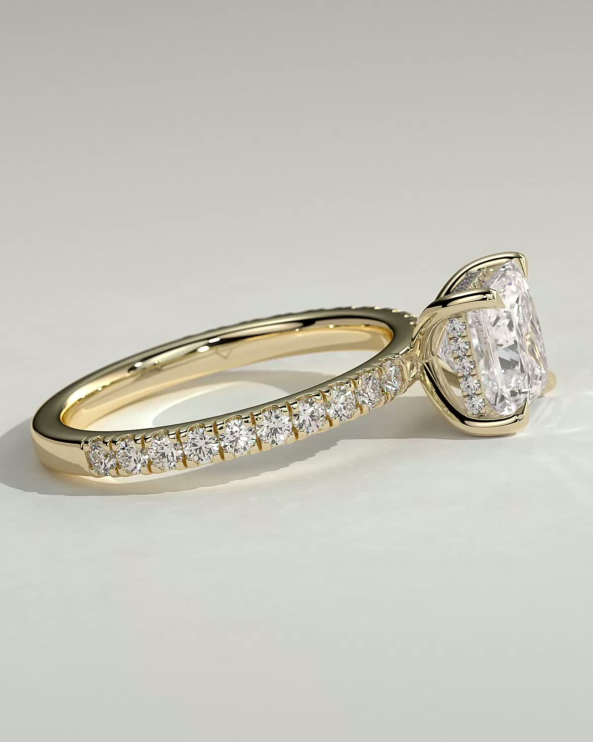 Round Halo, Pave & Split Shank Engagement Ring – 1.93 CT Lab Grown Diamond