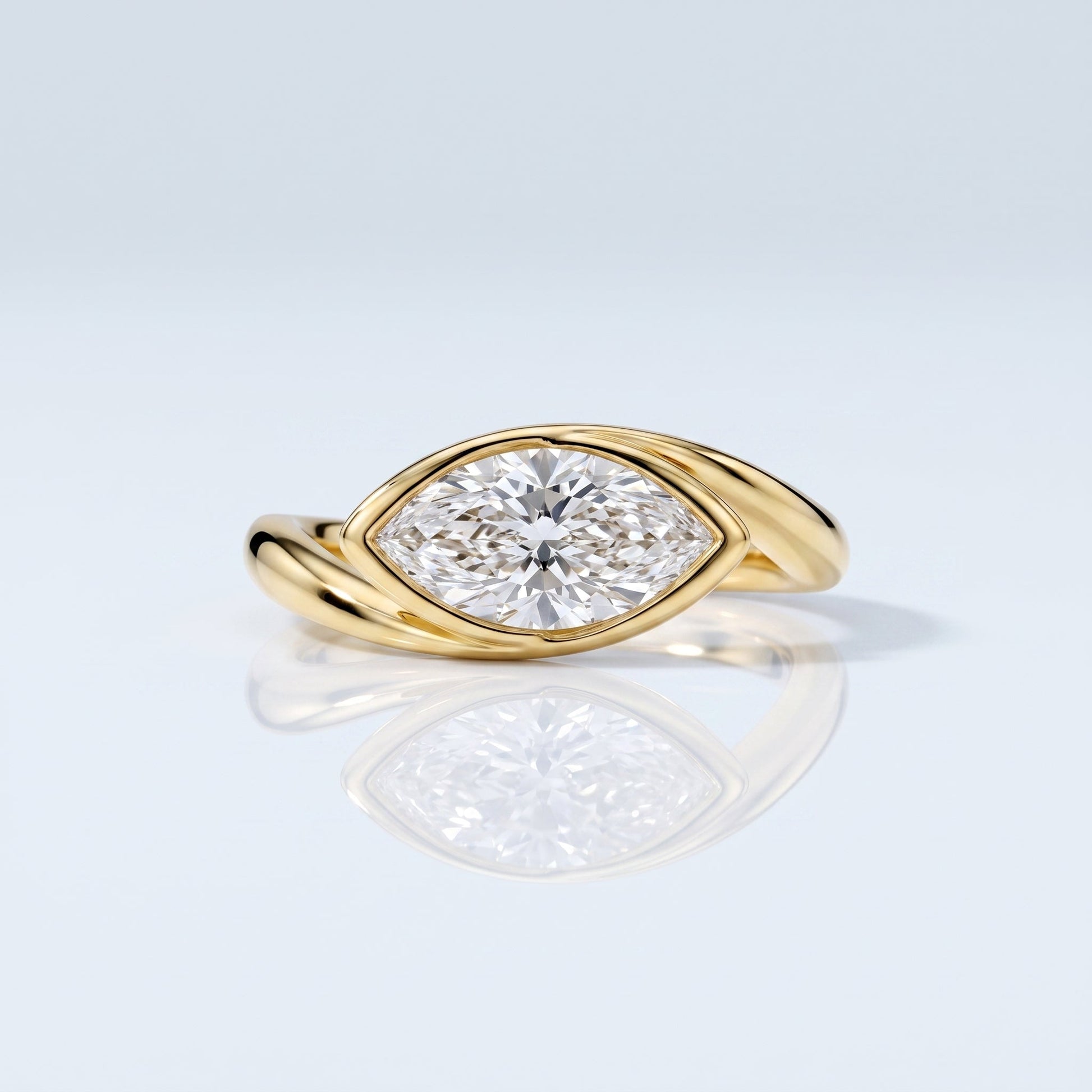 Marquise Swirl Solitaire Engagement Ring – 1 CT Lab Grown Diamond