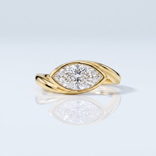 Marquise Swirl Solitaire Engagement Ring – 1 CT Lab Grown Diamond