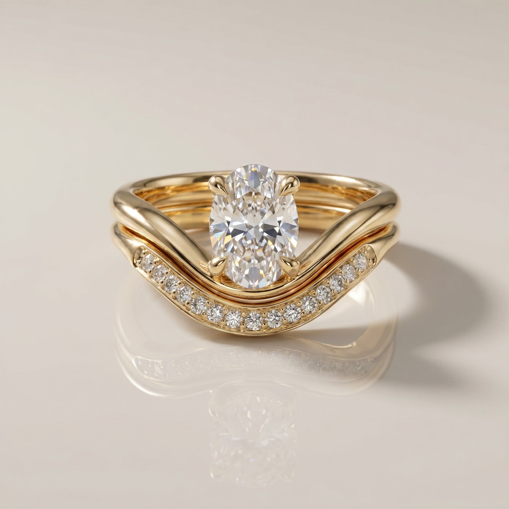 1.0 CT Round Solitaire Moissanite Diamond Bridal Ring Set
