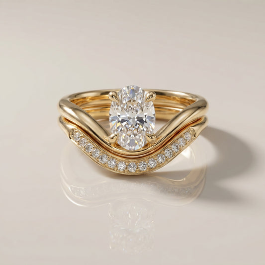 1.0 CT Round Solitaire Moissanite Diamond Bridal Ring Set