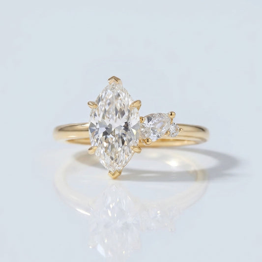 Marquise Swirl Solitaire Engagement Ring – 1 CT Lab Grown Diamond