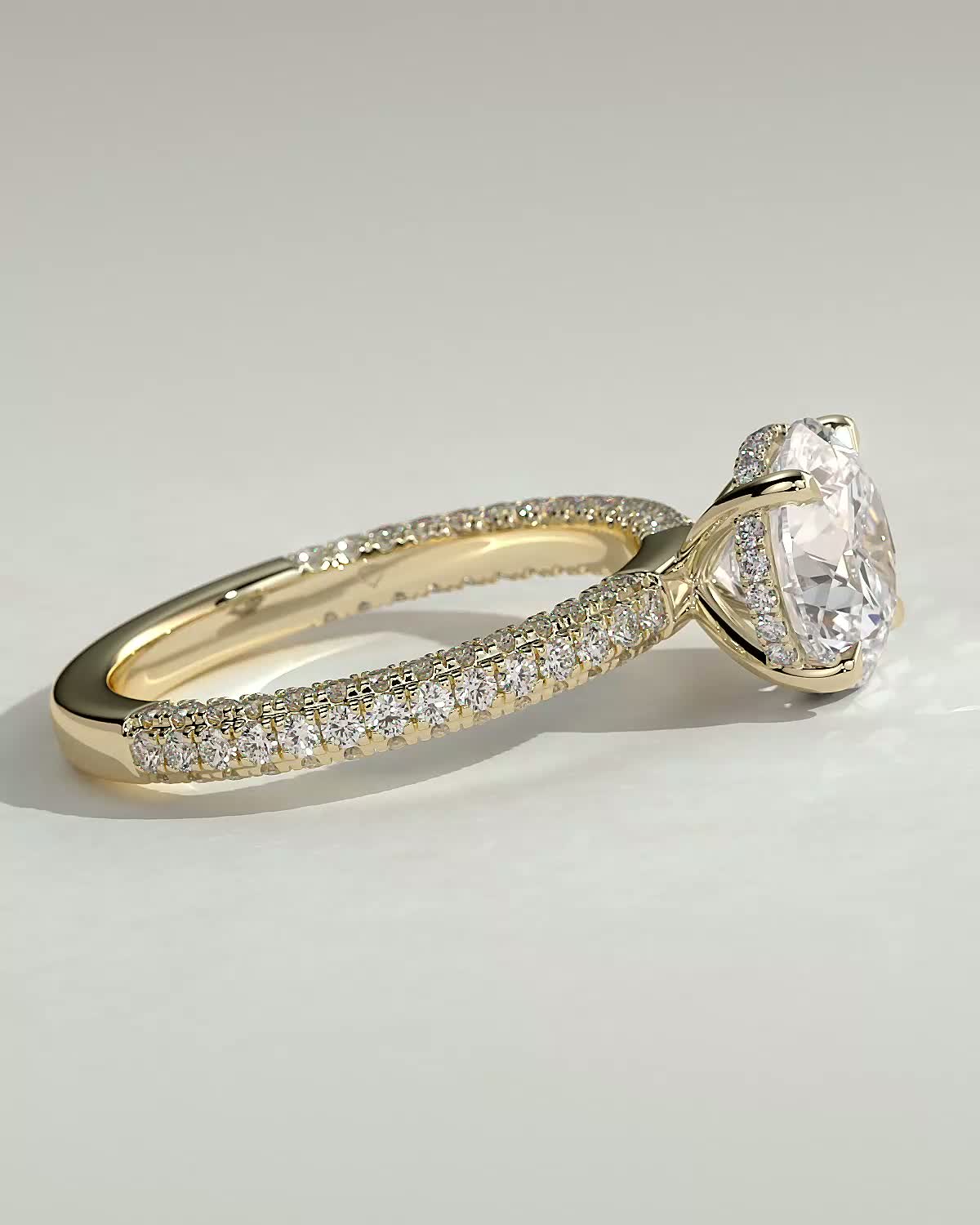 Round Halo, Pave & Split Shank Engagement Ring – 1.93 CT Lab Grown Diamond