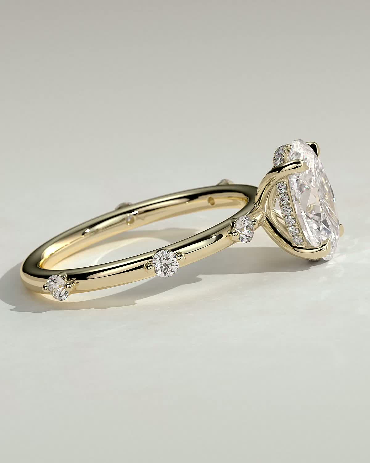 Round Halo, Pave & Split Shank Engagement Ring – 1.93 CT Lab Grown Diamond