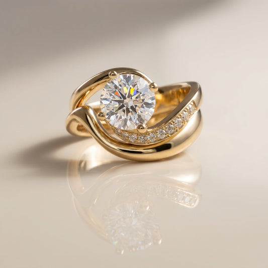1.0 CT Round Solitaire Moissanite Diamond Bridal Ring Set